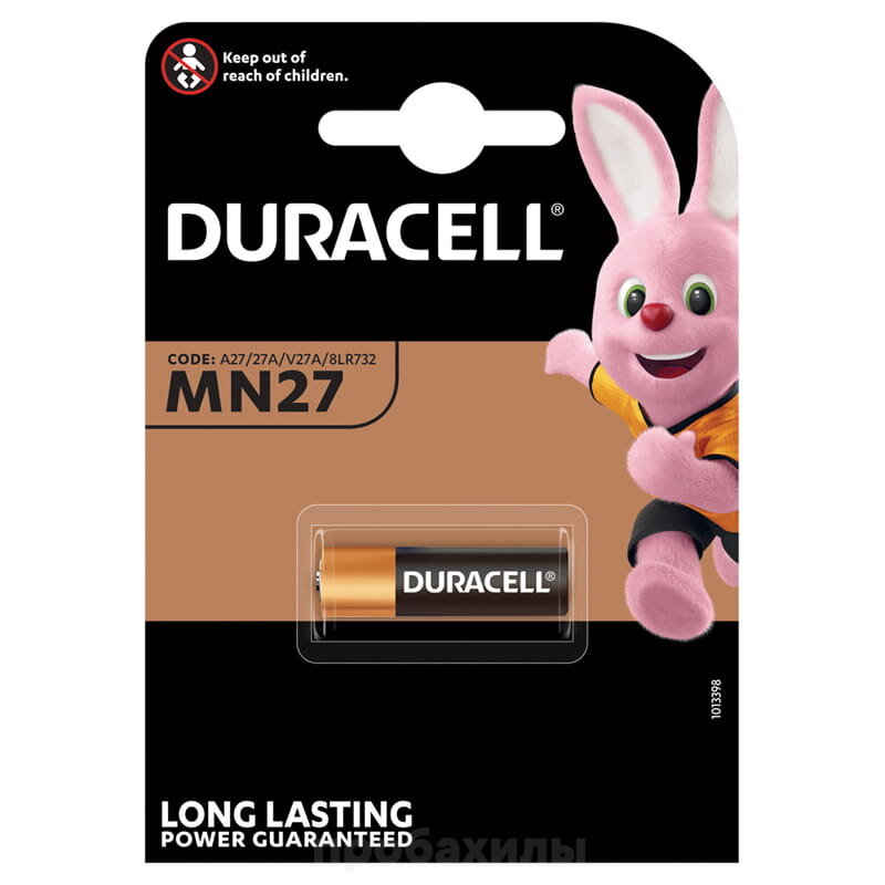Батарейка Duracell MN27 (27A) 12V алкалиновая, 1BL, 1 шт