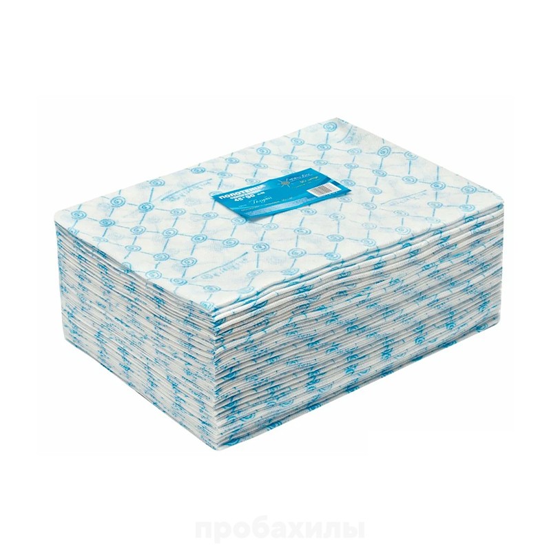 White line, полотенца одноразовые 45x90, голубые, 50 шт