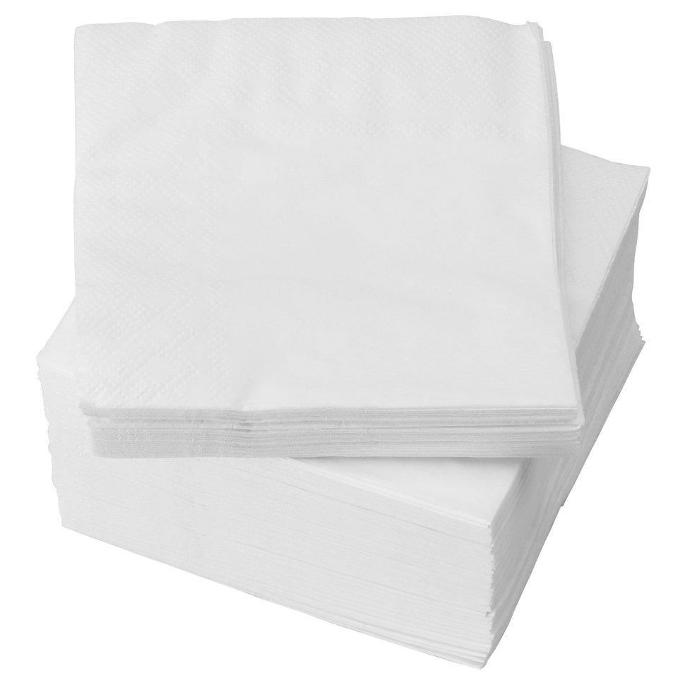 Салфетки бумажные, белые, 24х24 см, 65 листов, Россия