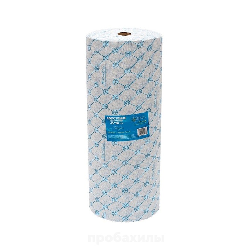 White line, полотенца одноразовые 45x90, голубые, в рулоне 100 шт.