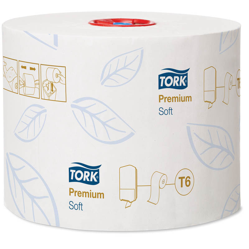 Tork, Бумага туалетная Premium Т6, 2-слойная, Mid-size рулон, мягкая, 27 рулонов
