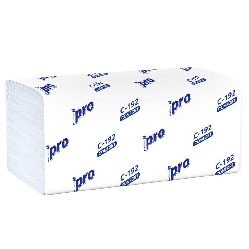 Бумажные полотенца листовые PROtissue C192 V-сложения, 1-слойные, 20 пачек по 250 листов