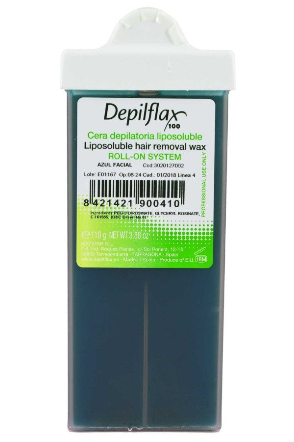 Depilflax, воск в картридже 110 мл, узкий ролик, для лица, Азулен, прозрачный