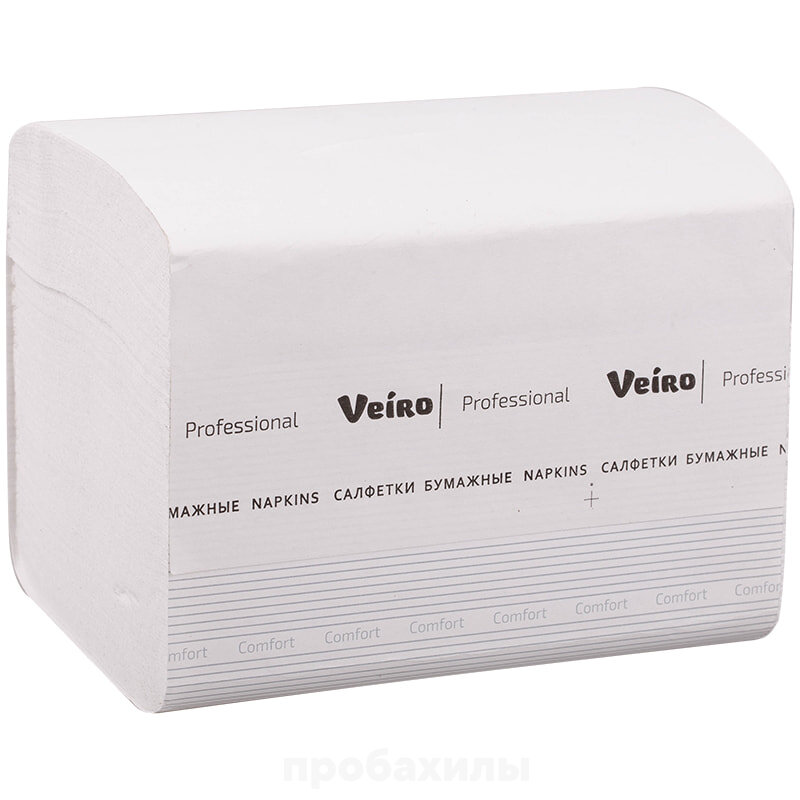 Veiro Professional Comfort, Салфетки бумажные, V-сложение, 2 слоя, 21 х 16 см, белые, 220 шт