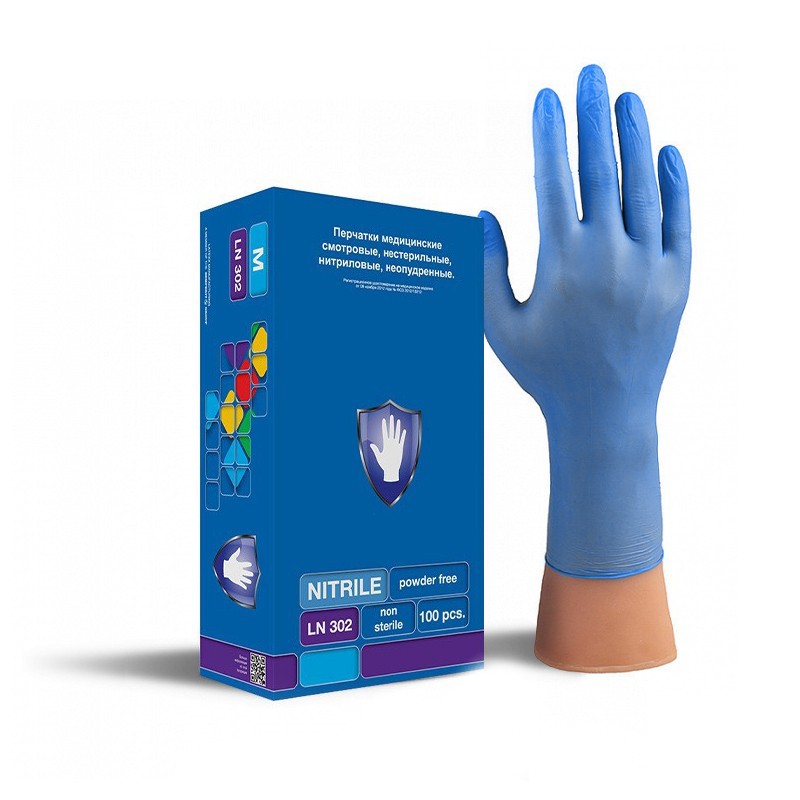 Safe&Care, Перчатки нитриловые, синие, LN 302, 50 пар