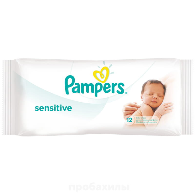 Салфетки влажные Pampers "Sensitive", 12 шт, детские, для чувствительной кожи